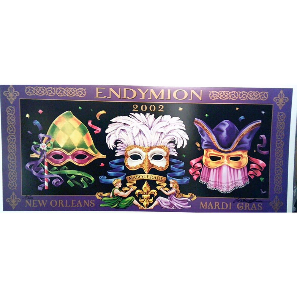ENDYMION 2002 Mardi Gras MASQUERADE BALL Lithograph Signed and #ed Krewe Favor